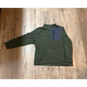 Eddie Bauer Men's XL Green Sweater Quarter Zip with Gray Chest Pocket Gorpcore